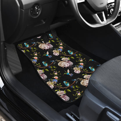Hummingbird Flower Themed Print Car Floor Mats Front Back