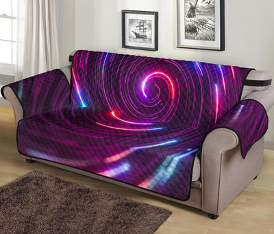 Vortex Twist Swirl Purple Neon Print Sofa Cover Protector