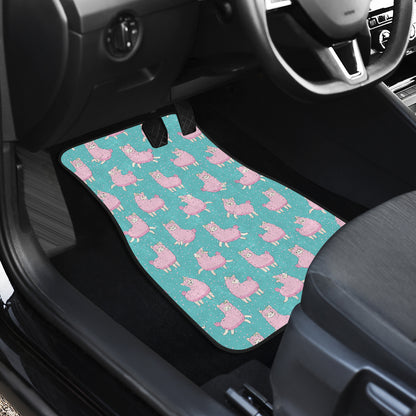 Alpaca Cartoon Design Themed Print Car Floor Mats Front Back