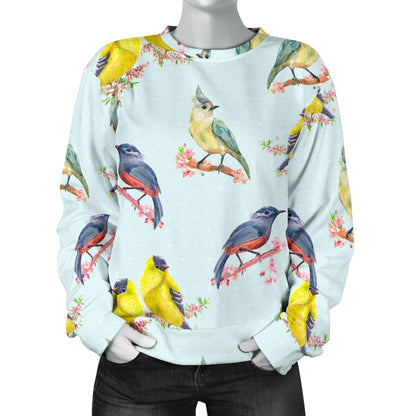 Bird Sweet Themed Print Pattern Women Long Sleeve Sweatshirt
