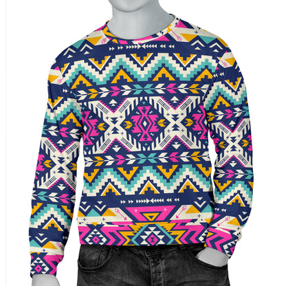 Aztec Pink Geometric Print Pattern Men Long Sleeve Sweatshirt