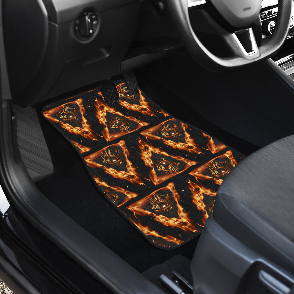 Eye of Horus in Flame Print Car Floor Mats Front Back