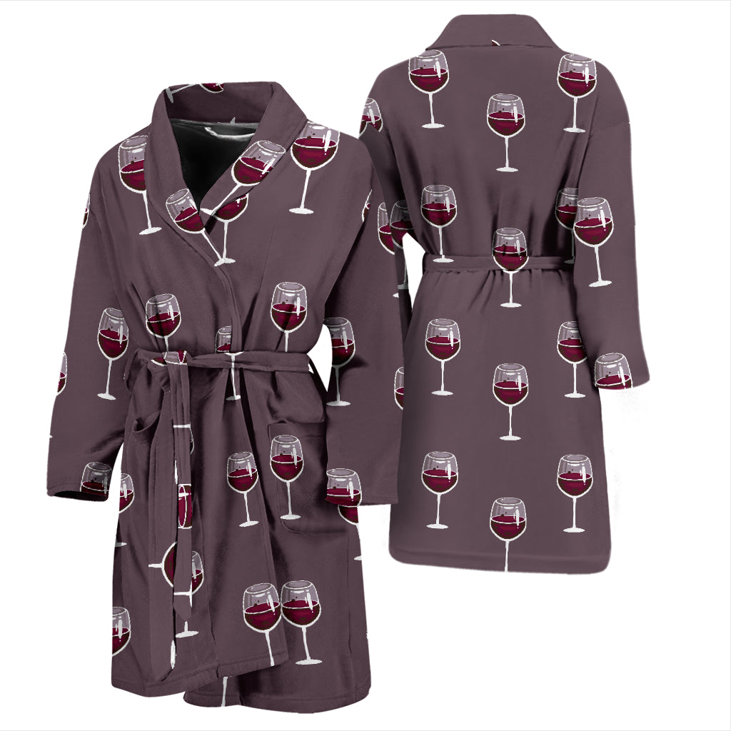 Wine Glass Pattern Print Design LKS305 Men Bathrobe