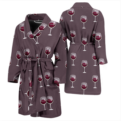 Wine Glass Pattern Print Design LKS305 Men Bathrobe