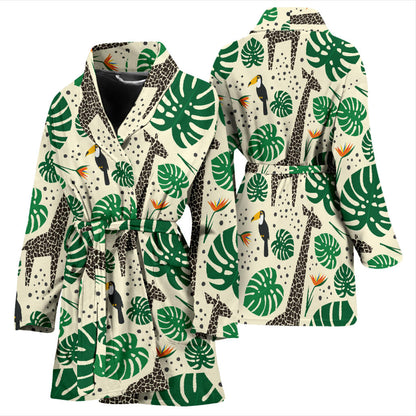 Rainforest Giraffe Pattern Print Design A02 Women Bathrobe