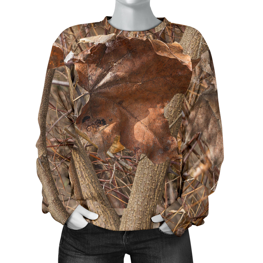 Camo Realistic Tree Forest Autumn Print Women Long Sleeve Sweatshirt