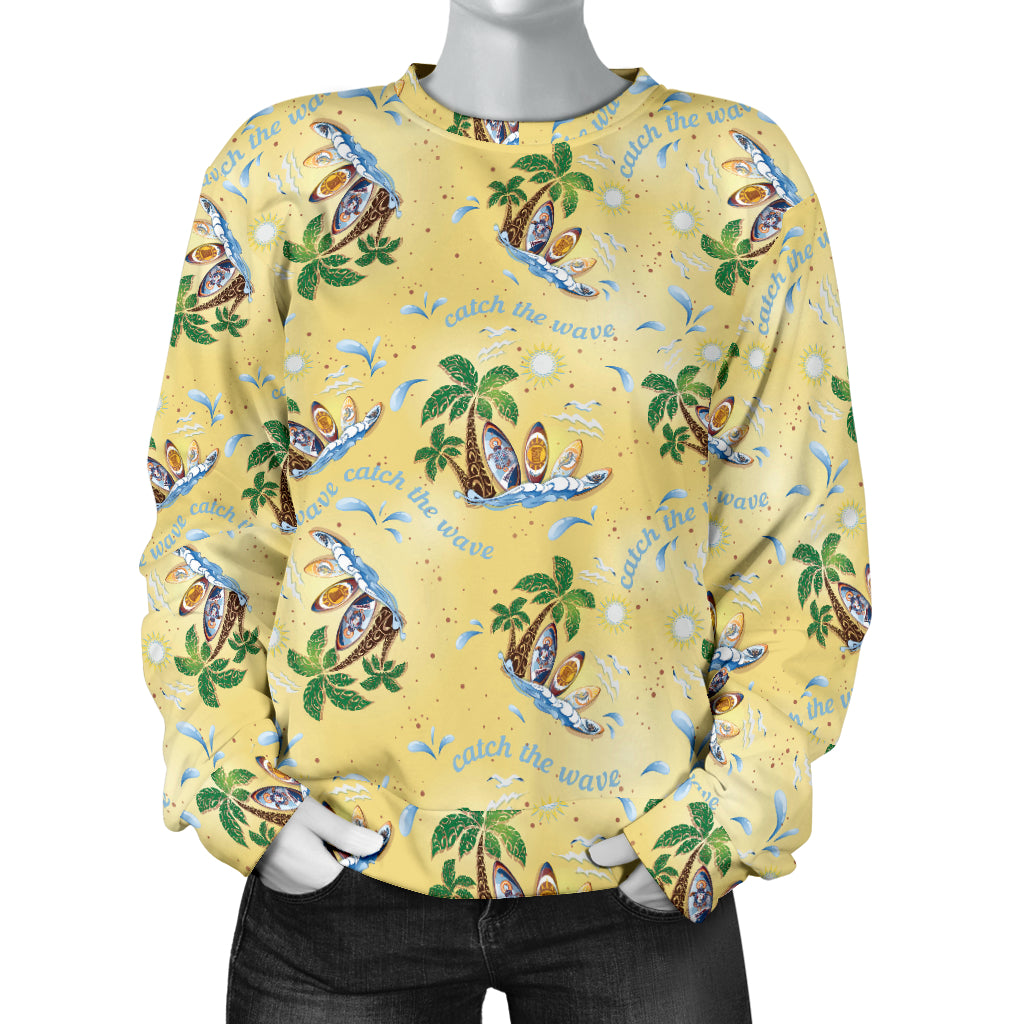 Surf Catch the Wave Design Women Long Sleeve Sweatshirt