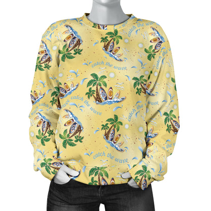 Surf Catch the Wave Design Women Long Sleeve Sweatshirt