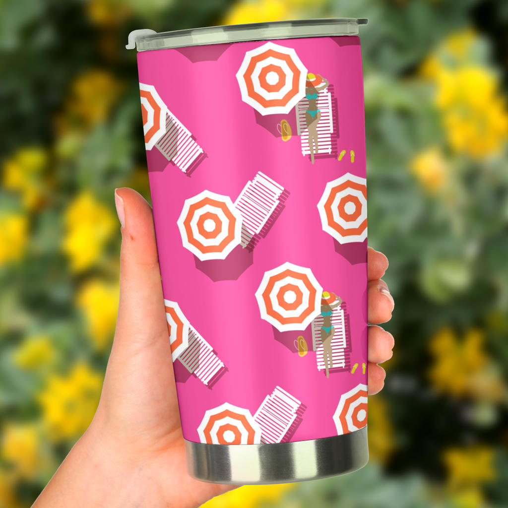 Beach Top View Umbrella Theme Tumbler
