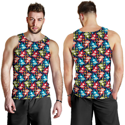 Monkey Colorful Design Themed Print Men Tank Top