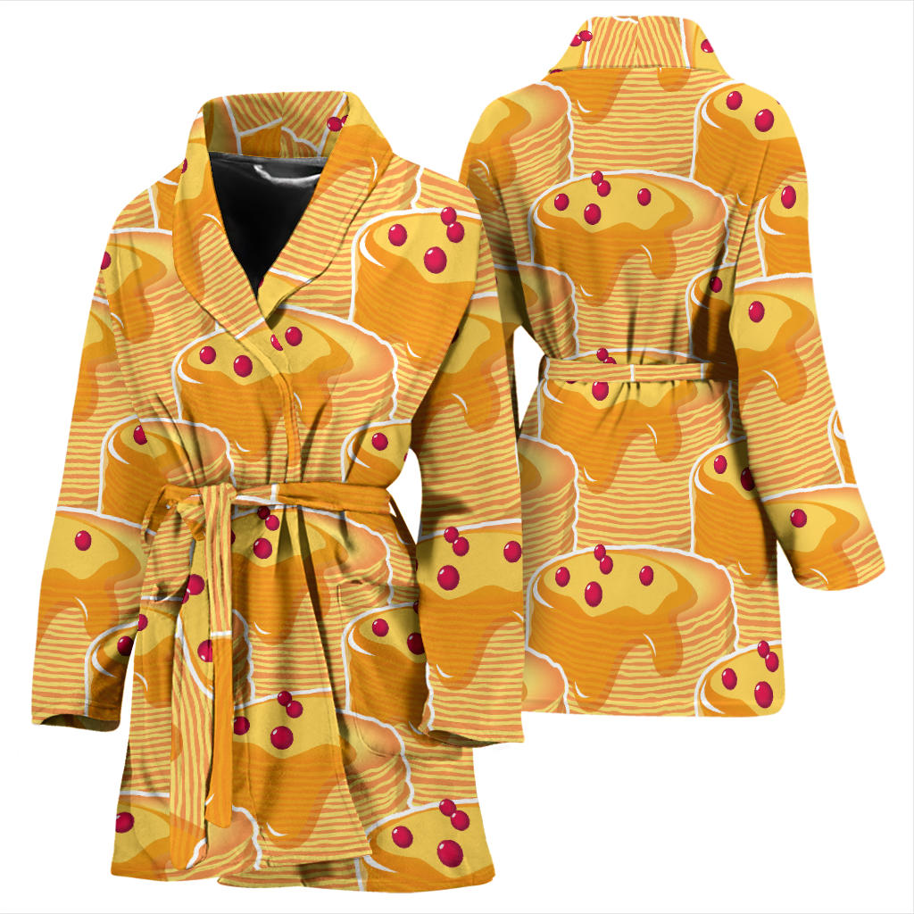 Pancake Pattern Print Design A04 Women Bathrobe