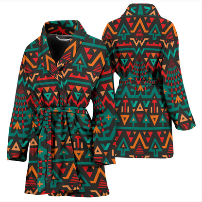 Aztec Pattern Print Design 04 Women Bathrobe