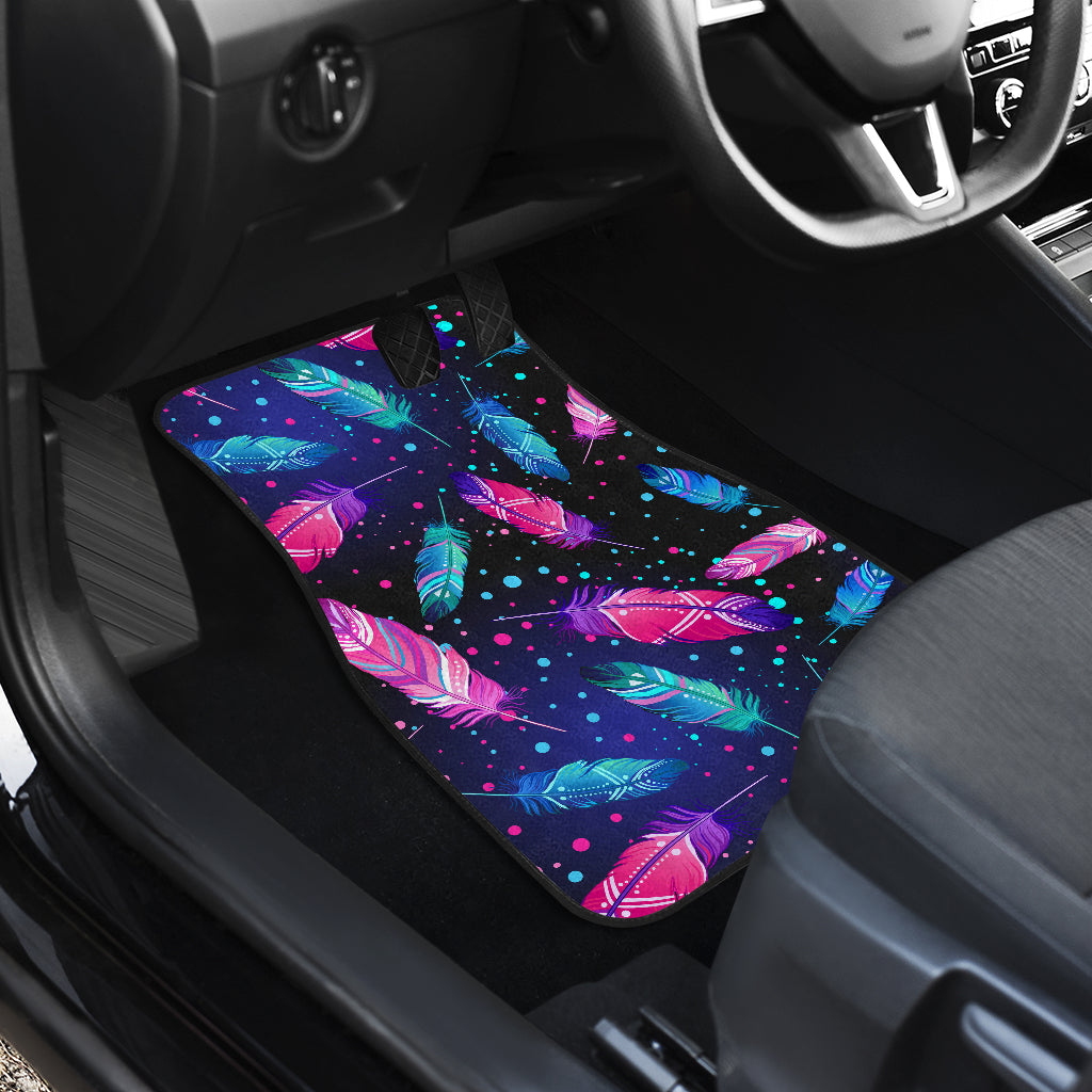Feather Colorful Boho Design Print Car Floor Mats Front Back