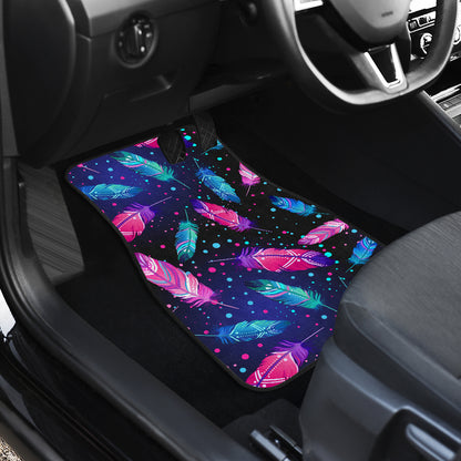 Feather Colorful Boho Design Print Car Floor Mats Front Back