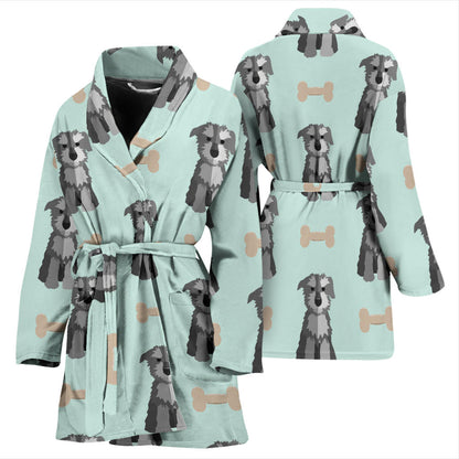Schnauzers Pattern Print Design A03 Women Bathrobe
