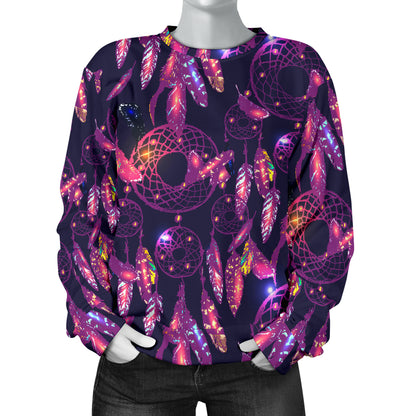 Dream catcher neon Women Long Sleeve Sweatshirt