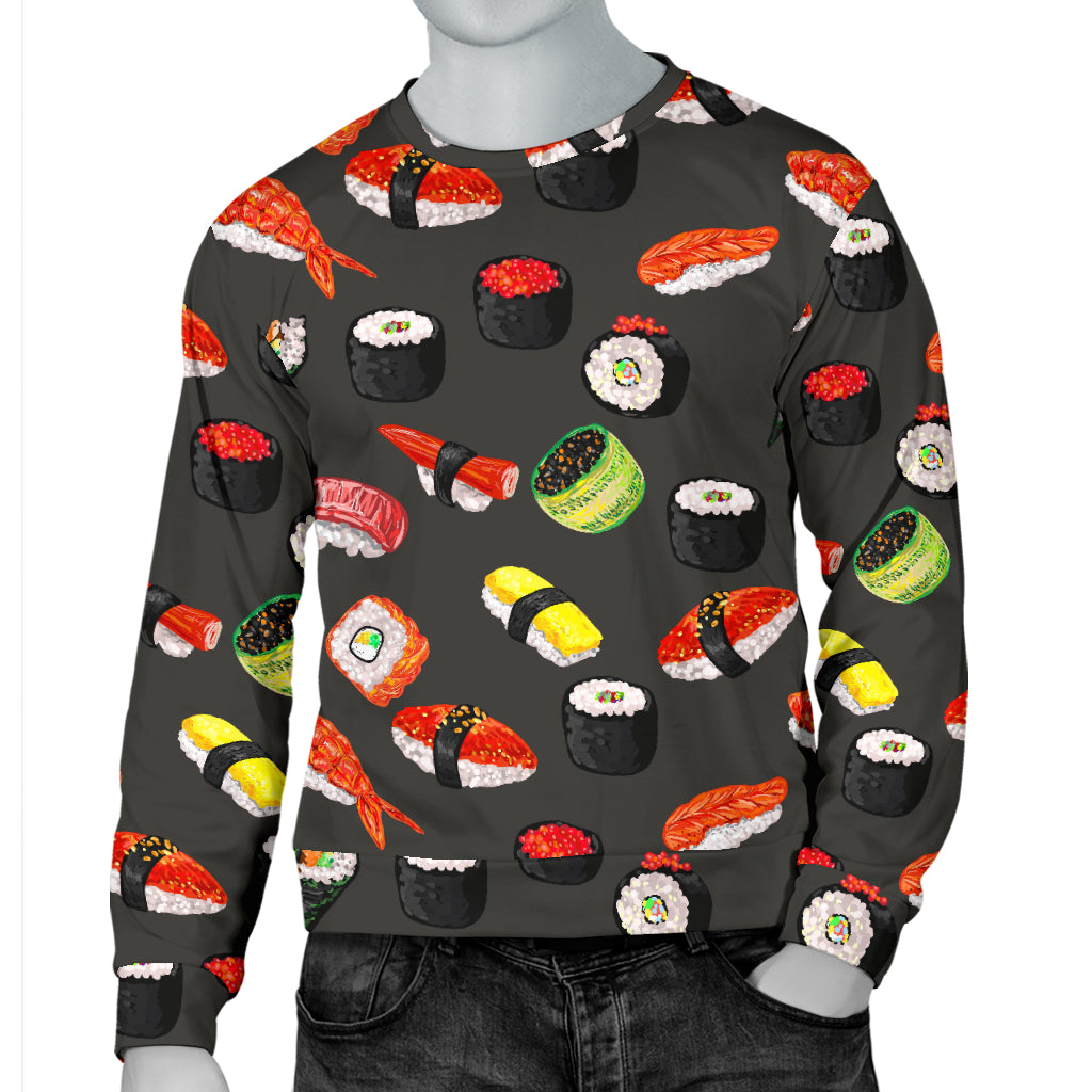 Sushi Design Print Men Long Sleeve Sweatshirt