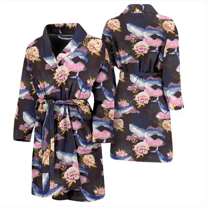 Blue Whale Print Design LKS401 Men Bathrobe