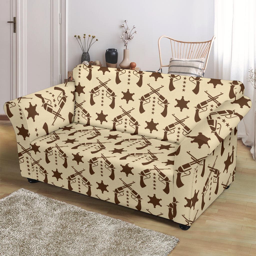 Western Cowboy Print Design LKS302 Loveseat Couch Slipcover