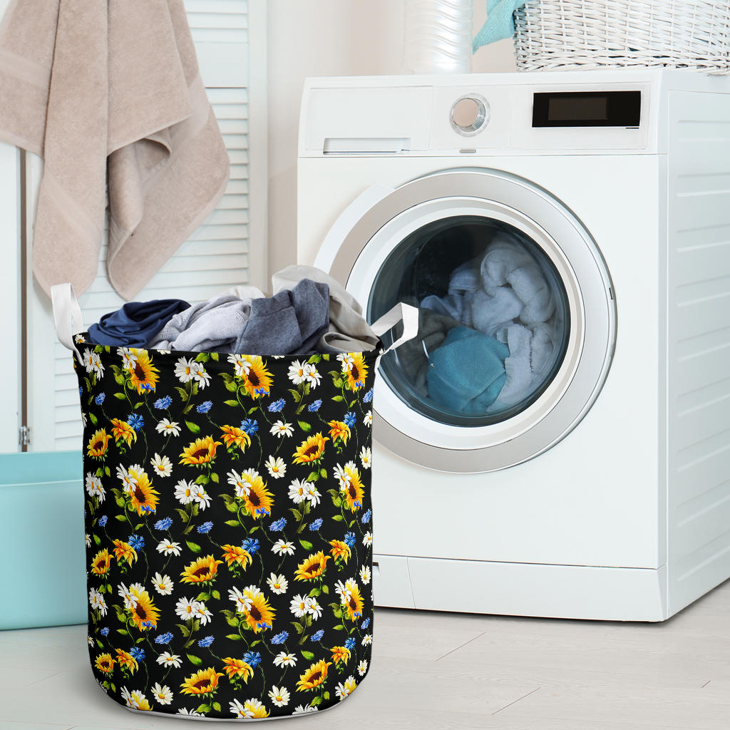 Sunflower Chamomile Bright Color Print  Laundry Basket