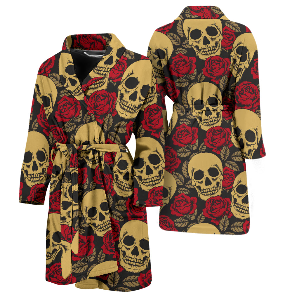Skull And Roses Print Design LKS302 Men Bathrobe