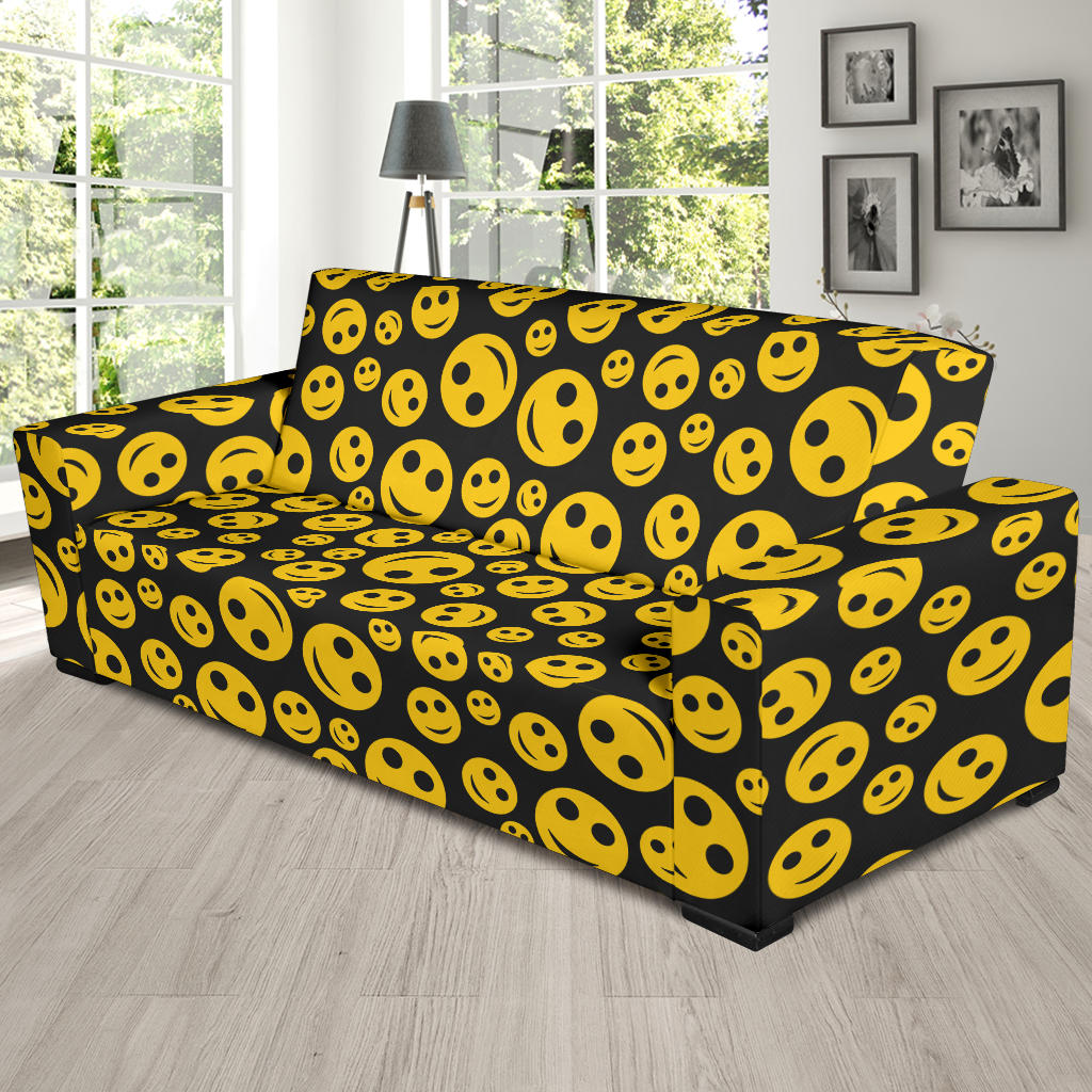 Smiley Face Emoji Print Design LKS304 Sofa Slipcover