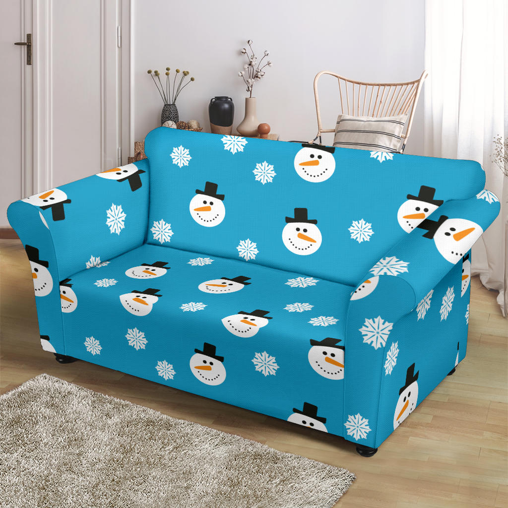 Snowman Print Design LKS303 Loveseat Couch Slipcover