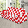 Checkered Red Pattern Print Design 04 Sofa Slipcover