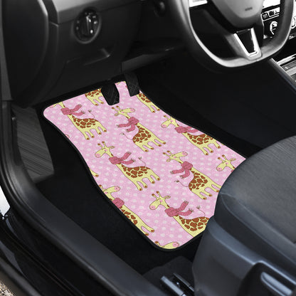 Giraffe Cute Pink Polka Dot Print Car Floor Mats Front Back