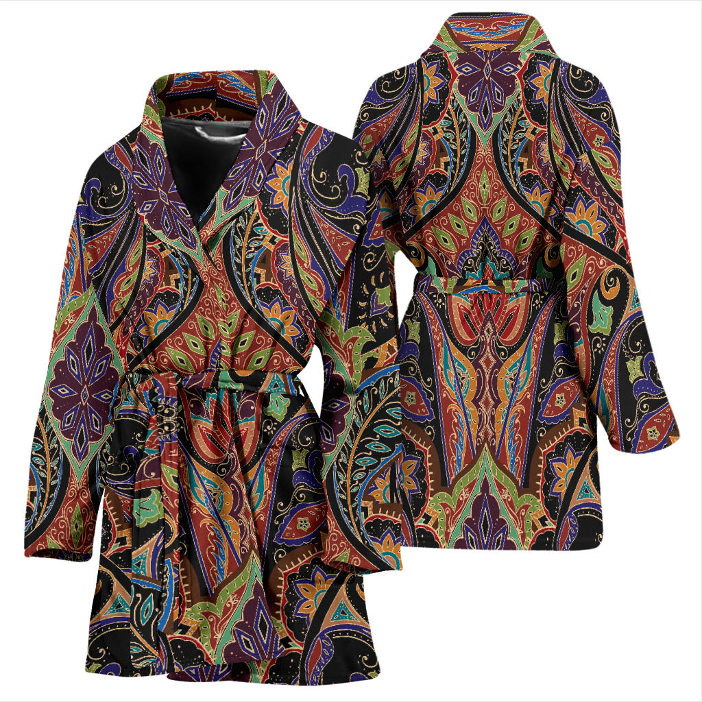 Bohemian Pattern Print Design 06 Women Bathrobe
