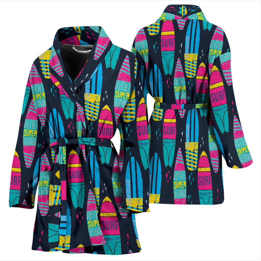 Surfboard Colorful Print Design LKS302 Women Bathrobe