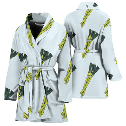 Leek Pattern Print Design 03 Women Bathrobe
