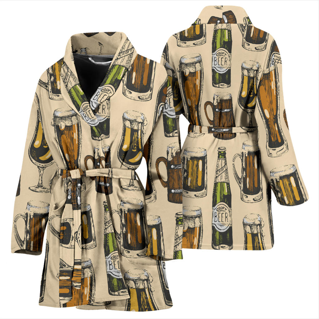 Beer Pattern Print Design 04 Women Bathrobe