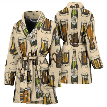 Beer Pattern Print Design 04 Women Bathrobe