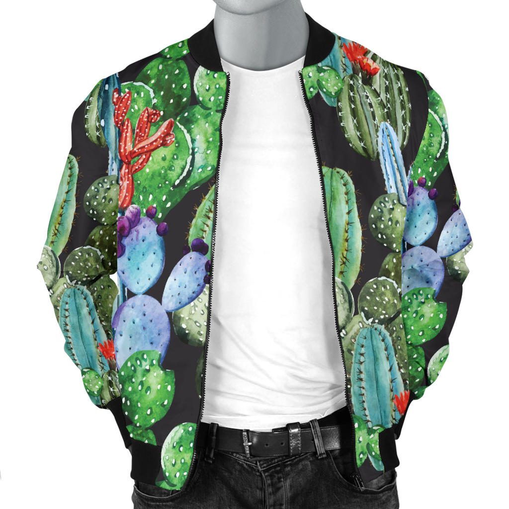 Cactus Watercolor Style Print Men Bomber Jacket