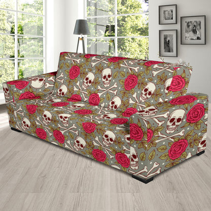 Skull Bone Rose Print Design LKS303 Sofa Slipcover