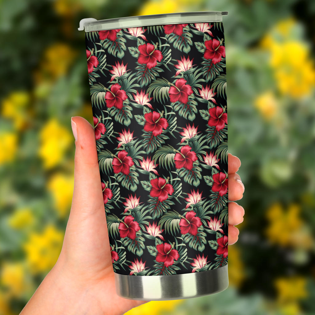 Flower Hawaiian Red Hibiscus Design Print Tumbler