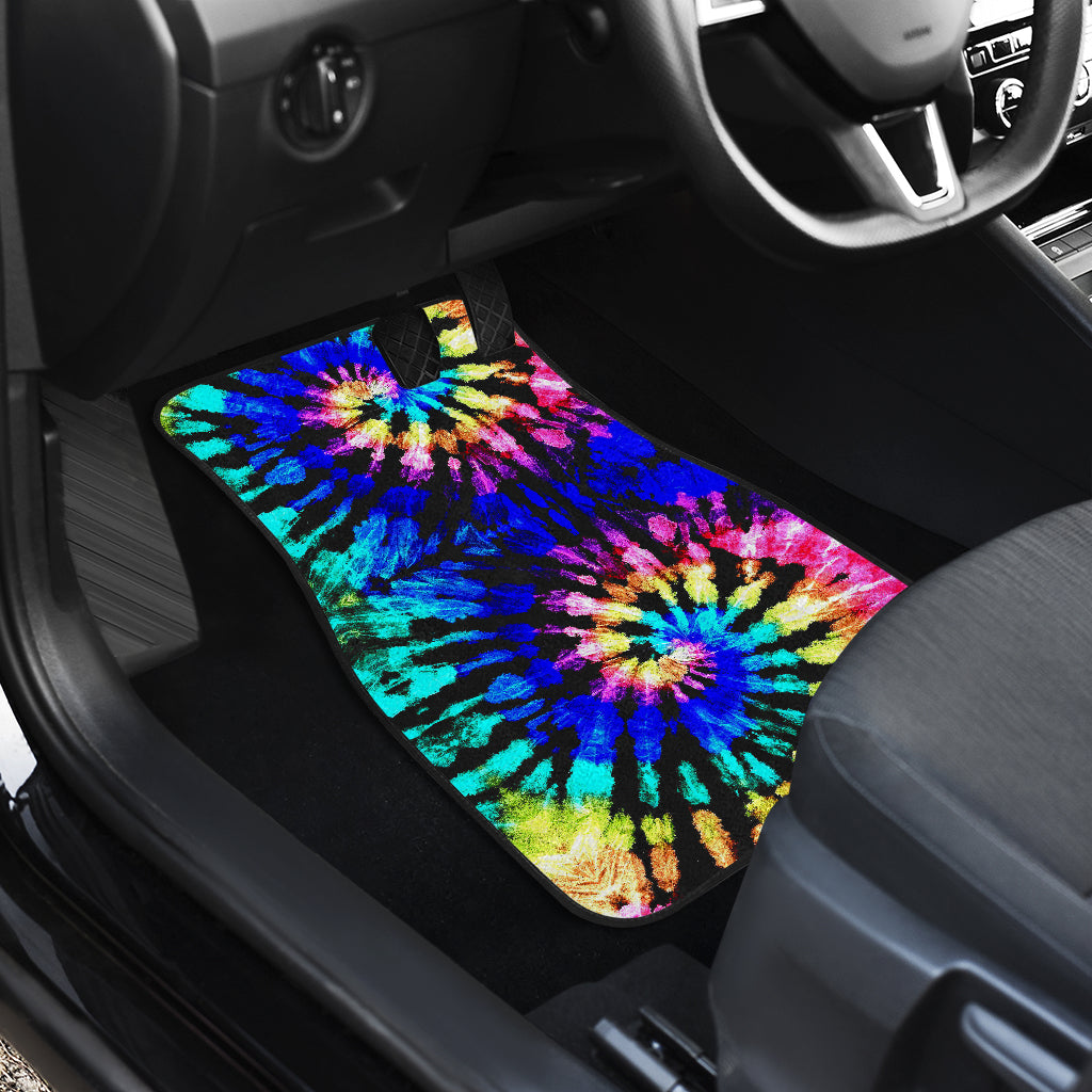 Tie Dye Rainbow Design Print Car Floor Mats Front Back