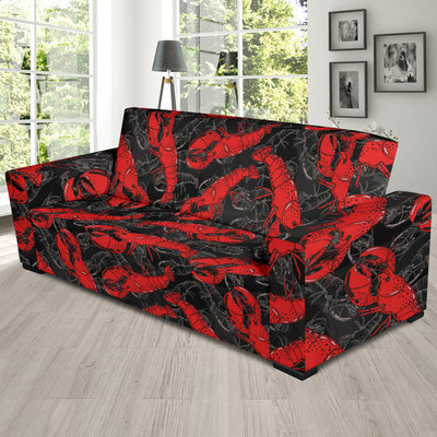 Lobster Pattern Print Design 04 Sofa Slipcover