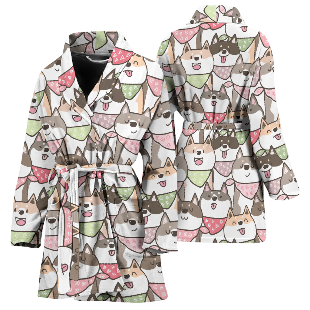 Shiba Inu Print Design LKS305 Women Bathrobe