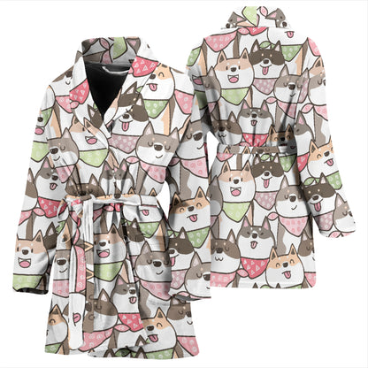 Shiba Inu Print Design LKS305 Women Bathrobe