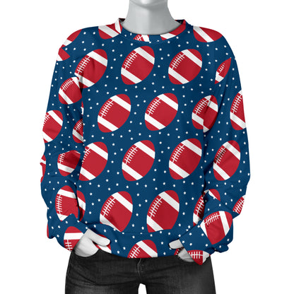 American Football Star Design Pattern Women Long Sleeve Sweatshirt
