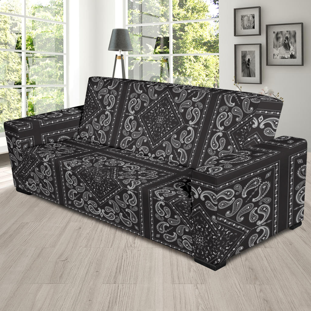 Bandana Black White Print Design LKS302 Sofa Slipcover