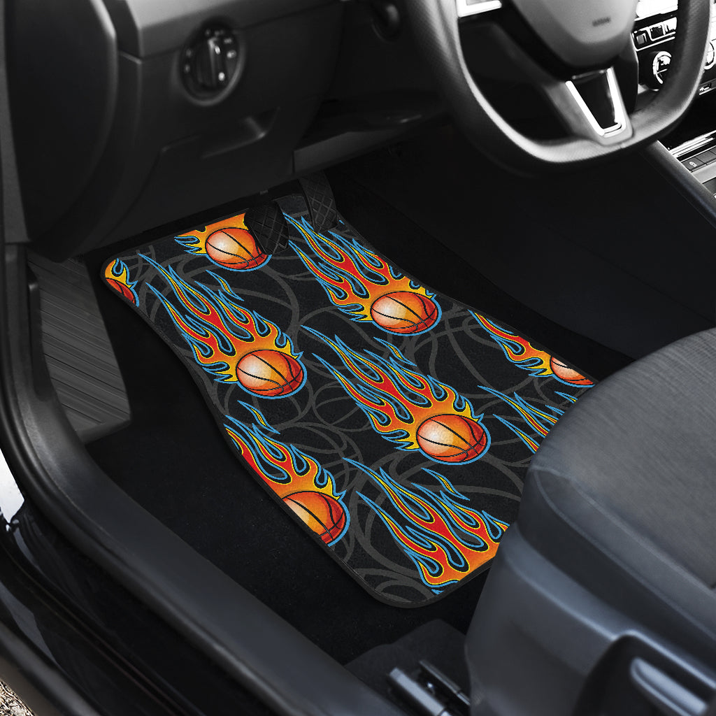 Basketball Fire Print Pattern Car Floor Mats Front Back