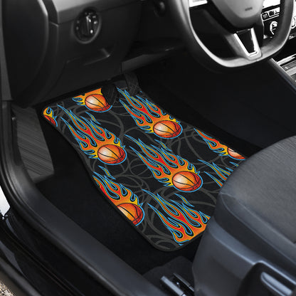 Basketball Fire Print Pattern Car Floor Mats Front Back