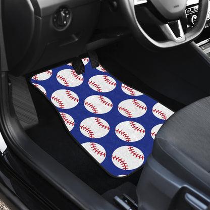Baseball Blue Background Car Floor Mats Front Back