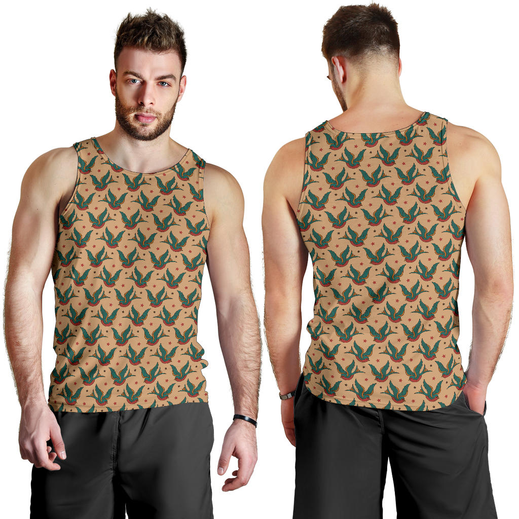 Old School Tattoo Swallow Design Men Tank Top