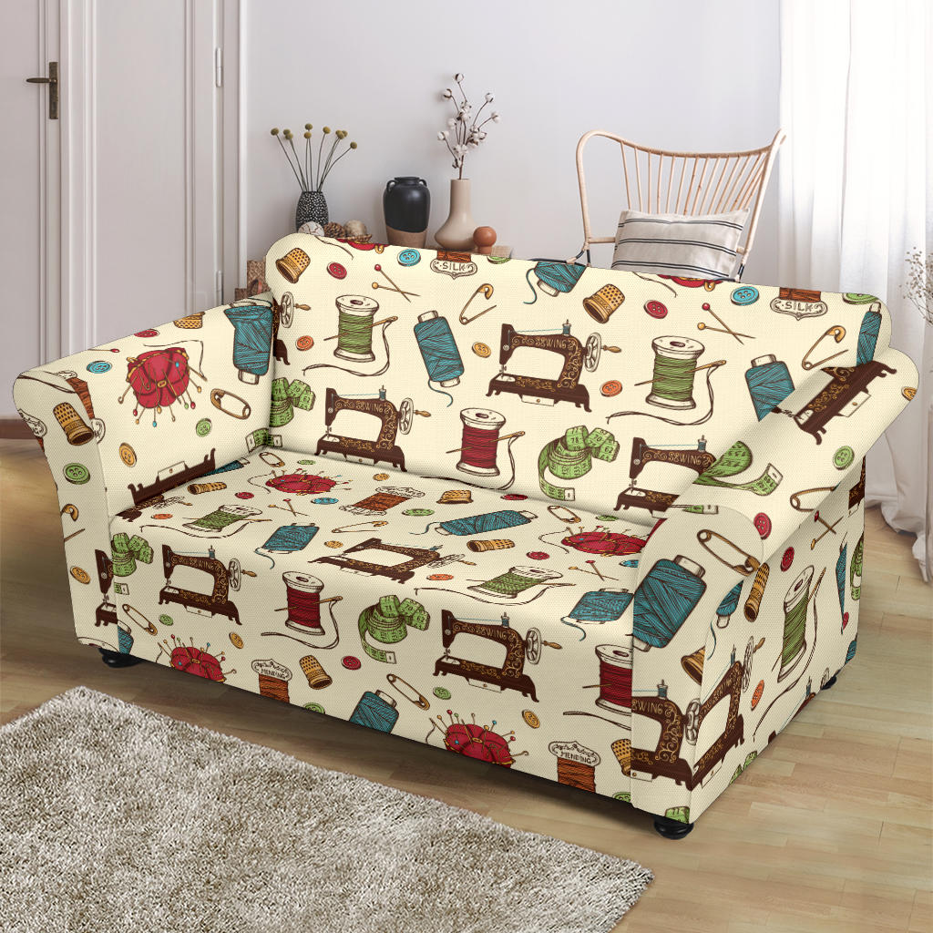 Sewing Equipment Print Design LKS303 Loveseat Couch Slipcover