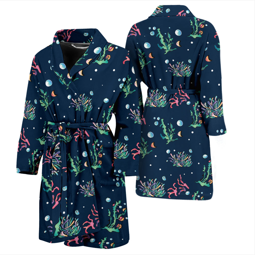 Seaweed Print Design LKS306 Men Bathrobe
