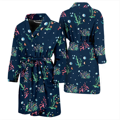Seaweed Print Design LKS306 Men Bathrobe